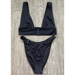 ASOS Plunge Bikini Top & High Leg Bikini Bottoms